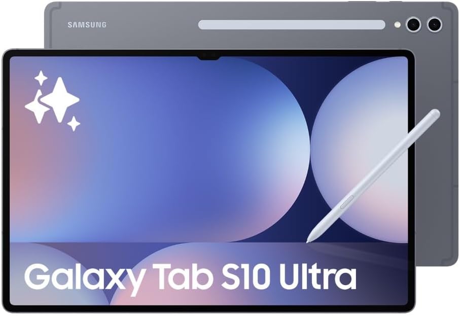 Samsung Galaxy Tab S10 Ultra AI Tablet, Android Tablet, 12GB RAM, 256GB Storage, AMOLED Display, Anti-Reflection, S Pen Included, Moonstone Blue, 3 Year Samsung Extended Warranty (UK Version)