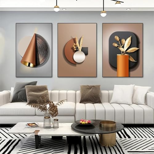 Sublimez un mur vide : affiches sur toile de géométrie abstraite 3D pour salon
