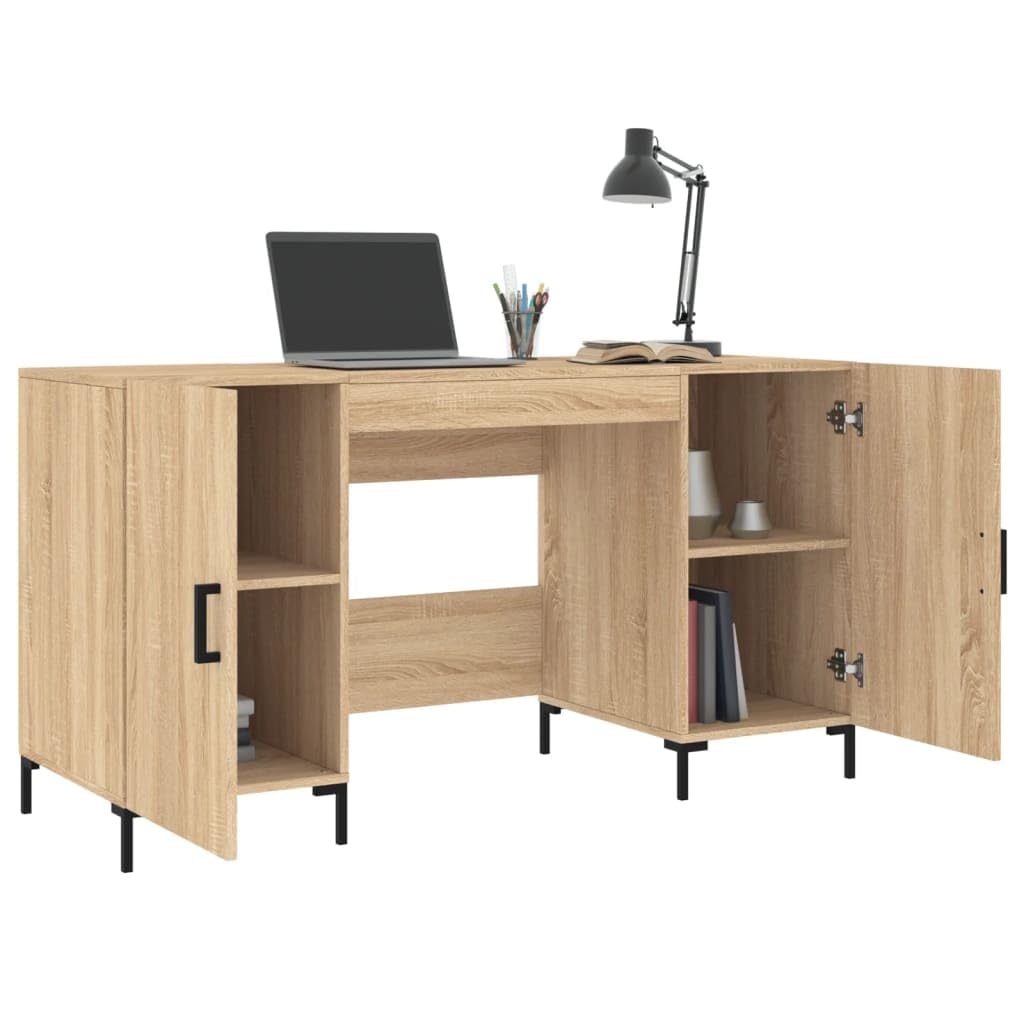 Scrivania Sonoma rovere 140 x 50 x 75 cm, materiale in legno, resistente, con 4 scomparti, ideale per casa, ufficio, giochi, piccoli spazi