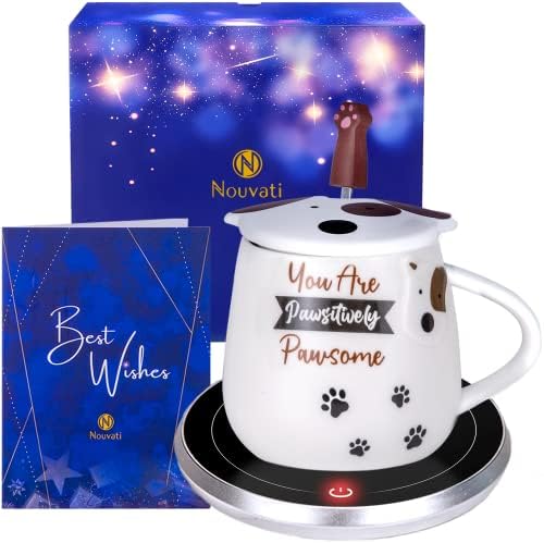 Nouvati Mug Warmer & Dog Coffee Cup with Lid: Excellent Heating, Auto Shut-Off, 2 Heating Modes; Dog Gift for Dog Lovers; Coffee Gift; Novelty Gift