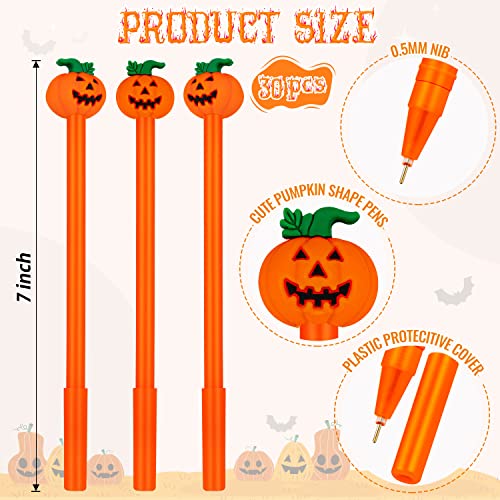 30 bolígrafos Halloween forma calabaza 0.5 mm tinta negra miniatura 3