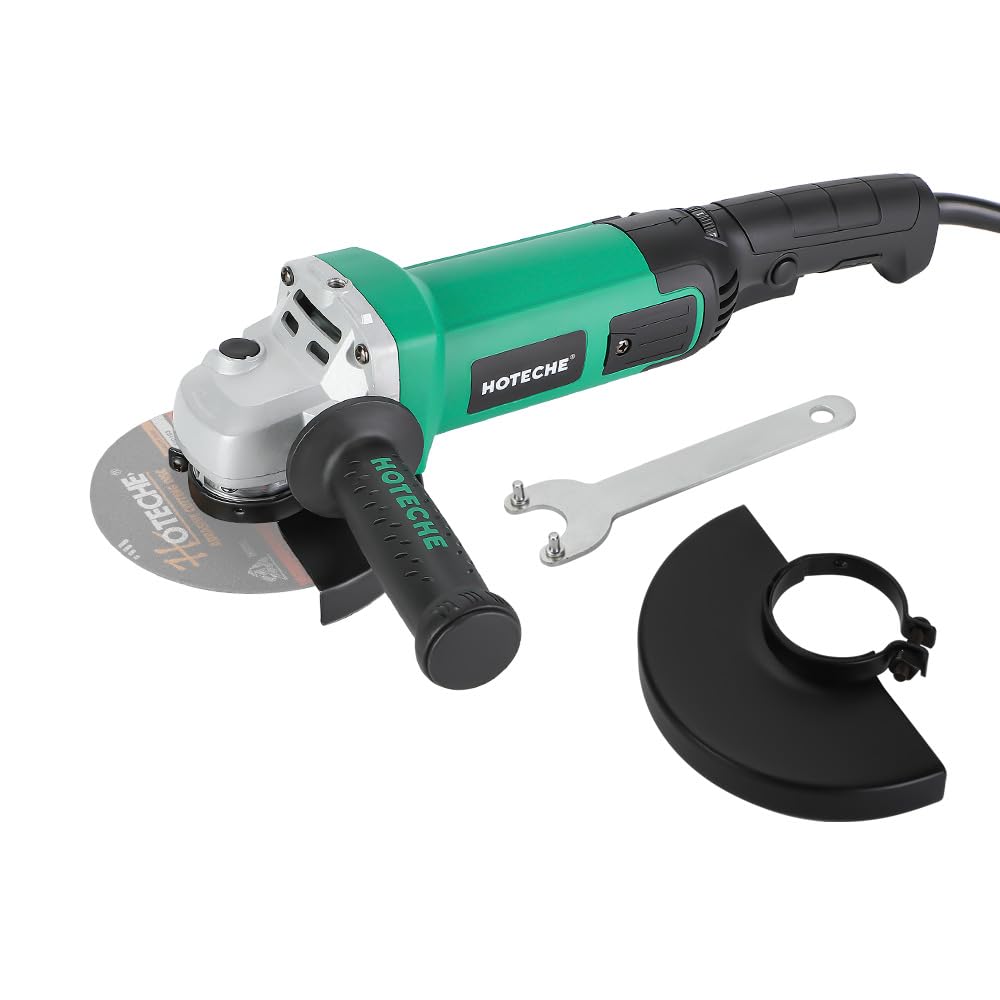 Hoteche 5-Inch Angle Grinder 11-Amp Heavy Duty Variable Speed Power Grinder Corded Electric Grinding & Cutting Tool for Metal, Quick-Change Disc