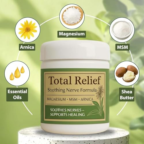 Image of Total Relief Magnesium Cream for Nerves - Fast-Absorbing MSM & Arnica Cream for Healthy, Comfortable Nerves and Daily Comfort (Pack of 1)