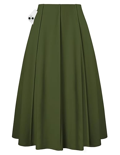 Kate Kasin Women's Pleated Midi Skirt 2026 Fall High Waisted