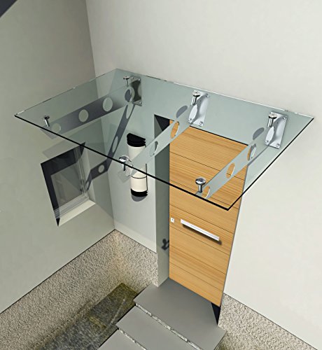 230 x 90 cm (3 Haltestangen) Glasvordach Vordach Türvordach Türdach...