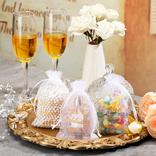 Image of Riakrum 100 Pcs Sheer Organza Bags Wedding Favor Mesh Drawstring Bags Thank You Gift Bag for Guests Candy Candy Gift Bag for Wedding Favors, Bridal Shower, Anniversary, Birthday(4 x 6 Inch,White)