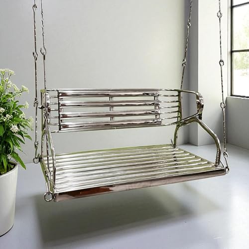 Image of Kaushalendra Stainless Steel Hanging Swing for Indoor Outdoor Balcony | 107 cm 350kg Capacity 2 Adults, Pre Assembled, Includes Springs & Hooks