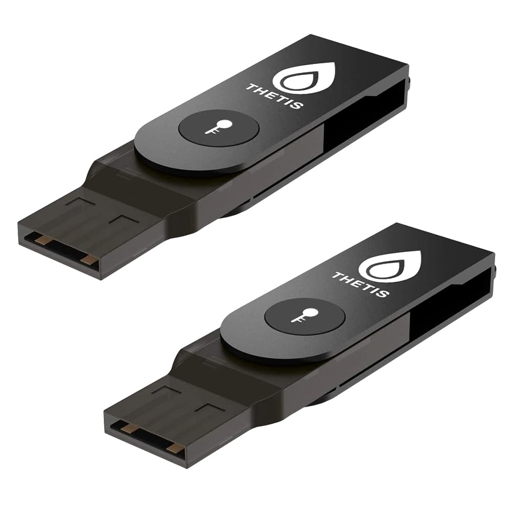 Thetis FIDO2 Lot de 2 clés de sécurité (USB-A, accès MFA et clé de passe pour comptes d'entreprise, ERP scolaire et employés | Compatible avec Windows, Google Workspace, Apple ID, Coinbase, Salesforce