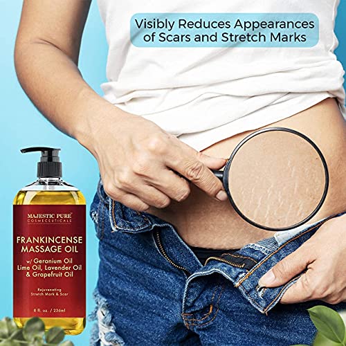 Majestic Pure Sore Muscle Massage Oil, Lavender Massage Oil & Frankincense Massage Oil Bundle – 8 Fl Oz Each #TOP3