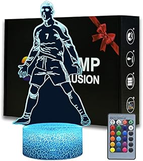 Football Night Light for Boys, 16 Color Changing Dimmable with Remote Room Football Decor, Desk Lamp for Ronaldo Fans Kids Teens Men Birthday Christmas Gifts