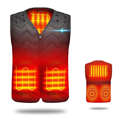 YUEFAN 電熱ベスト 電熱ジャケット ヒーターベスト 電熱ウェア サイズ調整可能 USB加熱 5つヒーター 3段階温度調整 バッテリー給電 保温 防寒 秋冬用 水洗い可能 アウトドア防寒対策 加熱服 男女兼用 )