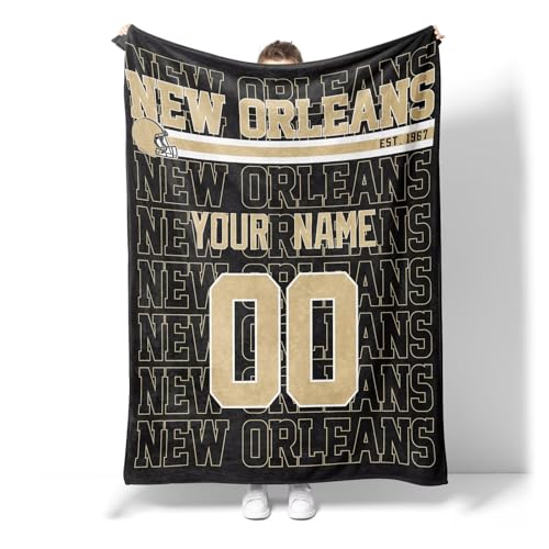 Image of ANTKING New Orleans Throw Blanket for Men Women Boy Custom Name and Number Gifts