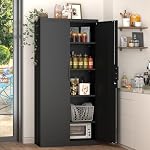 GREATMEET Metal Garage Storage Cabinets, 72" H Locking Garage Cabinets with 2 Doors and 4 Shelves, Utility Cabinet for Office, Garage, Home, Gym, School, Black - Image 2