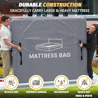 Mattress Bags for Moving and Storage, BETU Twin Mattress Protector Waterproof Mattress Cover with 8 Heavy Duty Handles and Zipper Extra Thick Moving Supplies for Dorm Bed Reusable (77x42x13.5 Grey)