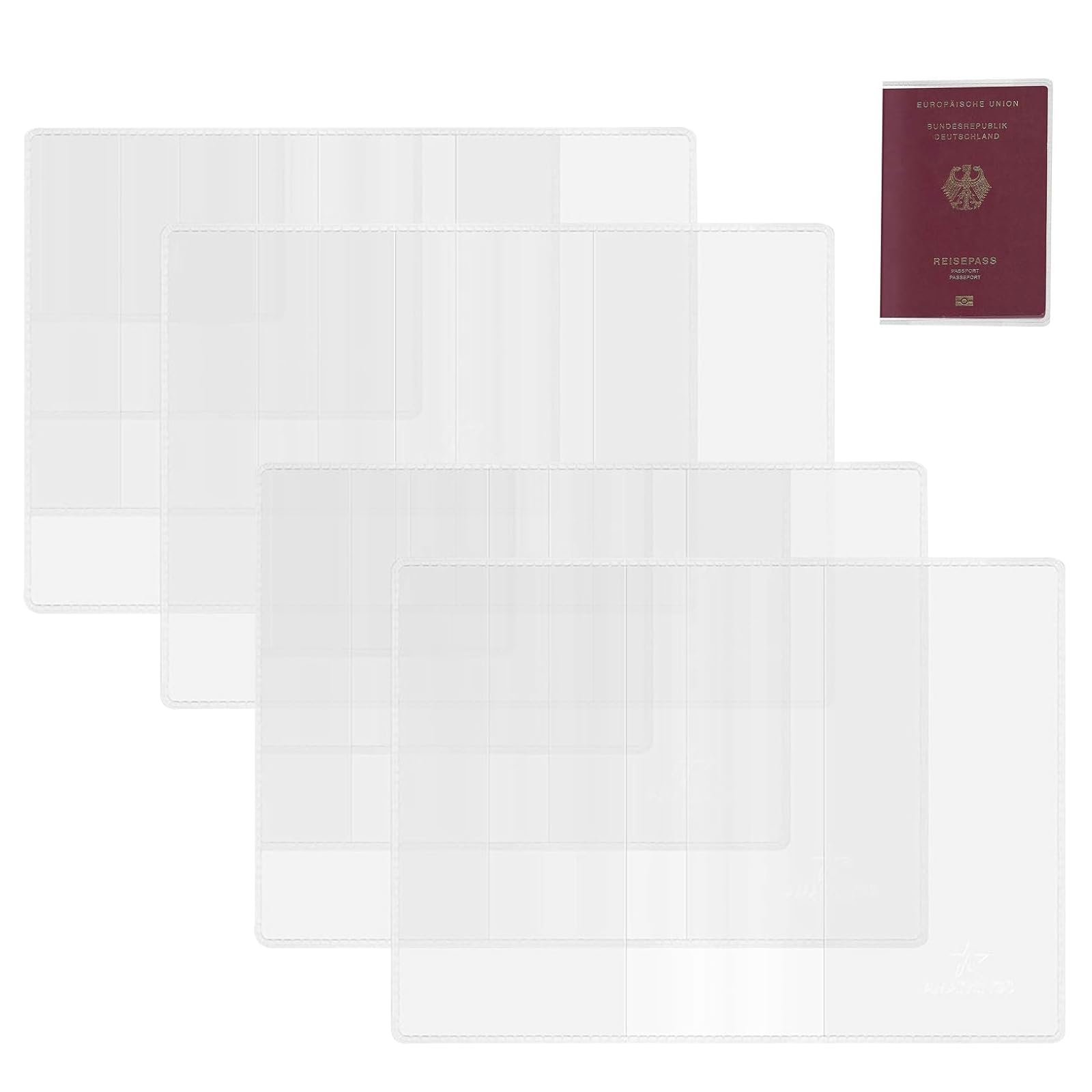 4pcs Custodie per passaporto trasparenti,Custodie protettive per passaporto,Custodia per passaporto per il nuovo passaporto,Cover passaporto en plastica,Impermeabile,Antistrappo,19x13.5CM