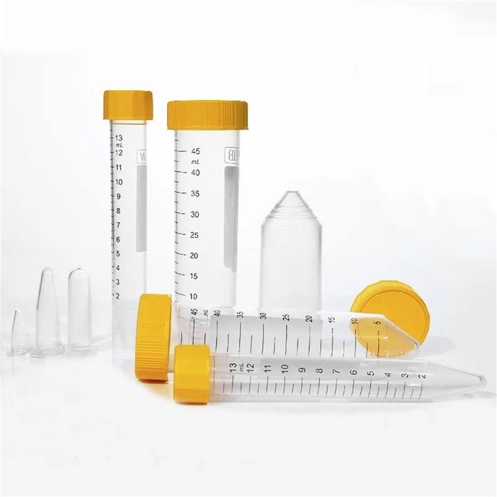 Lot de 25 tubes à centrifuger à fond pointu en plastique de 25 ml avec graduations et raccords de laboratoire(50ml-25pcs-Flat)