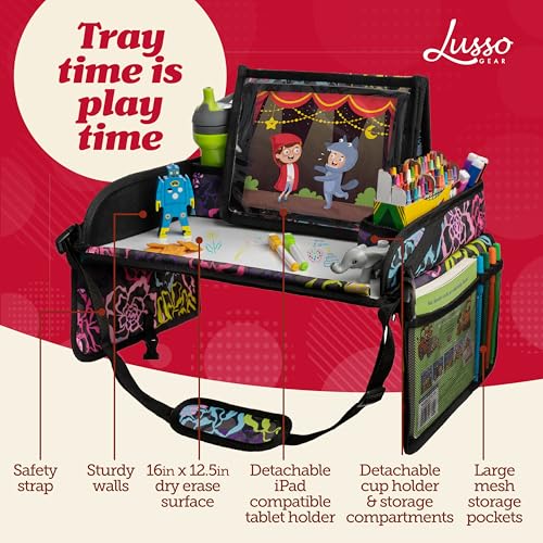 image for Lusso Gear Kids Travel Tray for Car - Road Trip Essentials for Kids - 