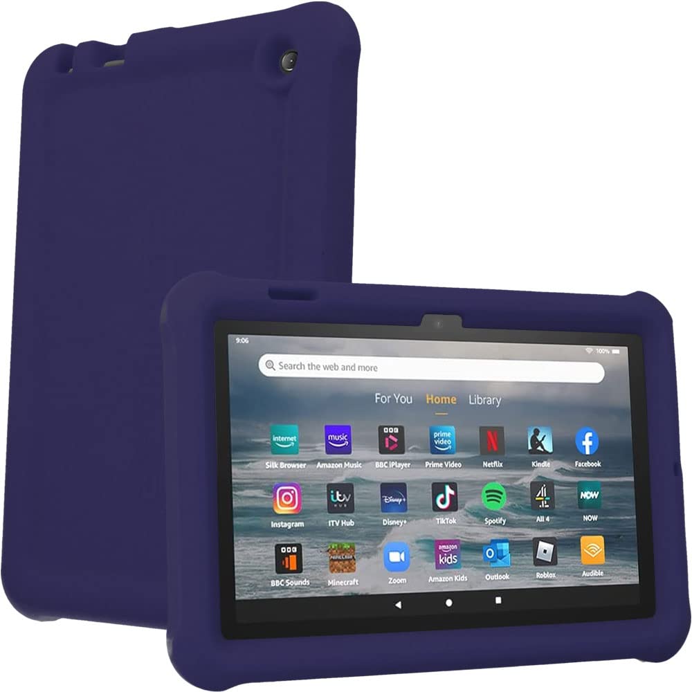 TECHGEAR Hülle Für Fire 7 Tablet (2022, 12. Gen.) – PU Leder Mit Ständer & Handschlaufe, Auto Sleep/Wake, Marineblau