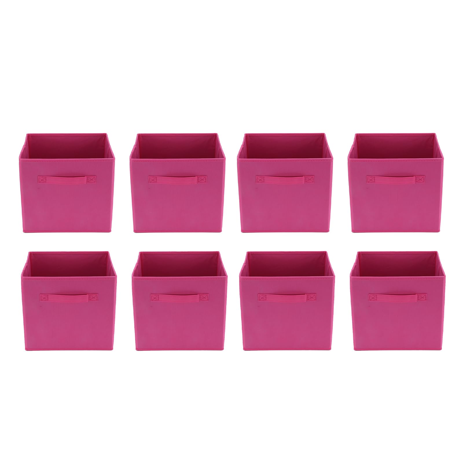 8pcs Cube Storage Box 27x27x28cm - Foldable Storage Box with Handles Storage Cubes for Home, Office & Nursery Organisation (Rose red)