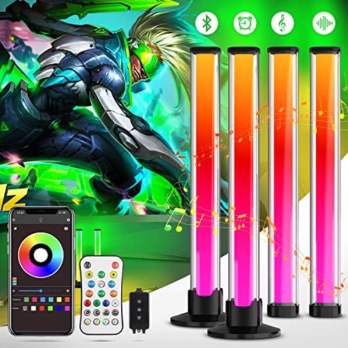 Blemoacha 4 Pcs RGB Smart Light Bars,LED Lights with 255 Modes,Bluetooth Voice Control Color Light Bar,Music Gaming Light Backlights Bar for Pc/Tv/Room