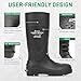 GIEESHIELD Men's Rain Boots Steel Toe PVC Rubber Boots - Waterproof Slip-Resistant Garden Fishing Outdoor Knee High Work Boots for Construction, Agriculture, Industrial & Heavy Duty, Size 9
