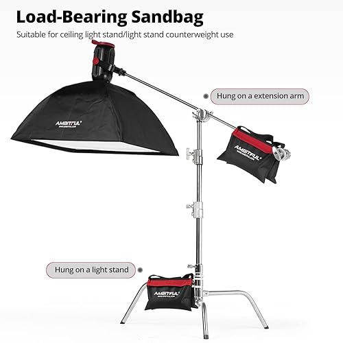 Miniatura 4 de AMBITFUL Juego de bolsa de arena resistente, para estudio de fotografía, escenario, película, alforja para soportes de luz, brazos y trípodes