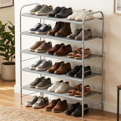 Image of Simple Houseware 5-Tier Shoe Rack Storage Organizer, Grey