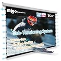 MIGO 150 Inch Pull Down Electric Projector Screen, Grey Crystal 2.0 Gain Partial Ambient Light 4K Tab-Tension Projector Screen Wall & Ceiling Mount for Short Throw Projector Movie Home Theater Cinema