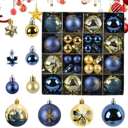 Varios juegos de adornos navideños, juego de adornos de bolas de Navidad | 44 unidades irrompibles | Bola de Navidad con diseño retro de cracks para la decoración de vacaciones, Hoc