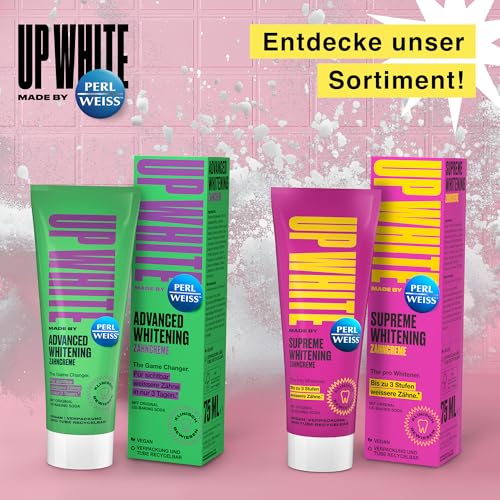 UP WHITE by PERLWEISS Supreme Whitening Zahncreme, mit Original US-Baking Soda, beugt Verfärbungen vor und reinigt sanft, 75ml