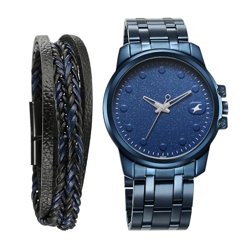 Fastrack Pulse Quartz Analog Blue Dial Blue Stainless Steel Strap Watch for Guys - 3314QM01F