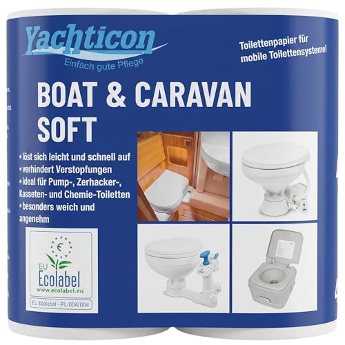 Boat & Caravan Soft WC Papier 4 Rollen selbstauflösendes Camping Toilettenpapier 2-lagig | schnell lösliches Klopapier für Campingtoilette Chemietoilette & Pump-WC | Made in Germany
