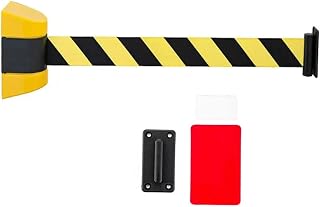 Wall mount retractable barrier belt, Crowd Control Ribbon with ABS Case, for Outdoor Parking Lot Retail Stores Airports Banks Hotels, Without Punching(10m)
