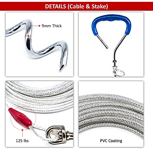 3m Dog Chains for outside Dog Tie Out Cable Heavy Duty Steel Spiral