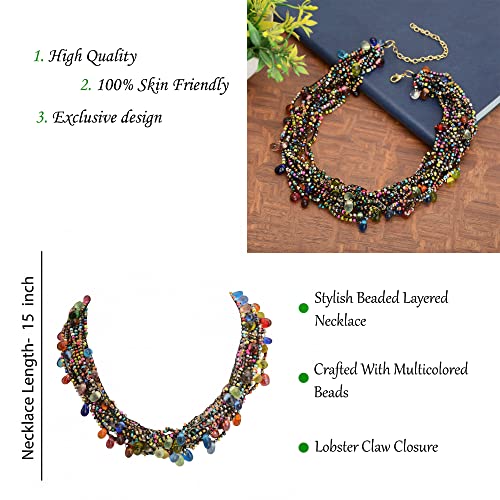 Zephyrr Elegant Long Multicolored Beaded African Layered Choker Necklace Statement Jewelery For Women And Girls (Jan-2500) #TOP2