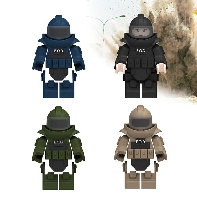 ТоуUAE - Army Soldier Fiɡurе Accessories EOD SWAT Citys Police Special Force Bomb Disposal Suit Armor Equipment MOC ßriсks Blocks Тоуs (4 mixed)