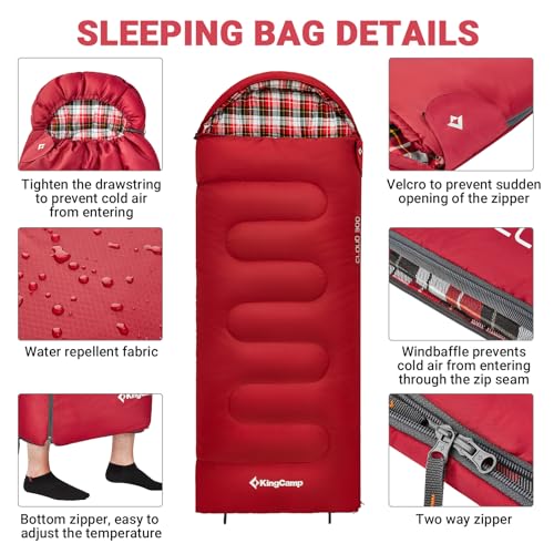 KingCamp Kids Sleeping Bag Flannel Lined Cold Weather 3-4 Season Sleeping Bag for Teens Youth Child Boys Girls Camping Hiking Backpacking, Water Repellent Lightweight & Compact - Image 5
