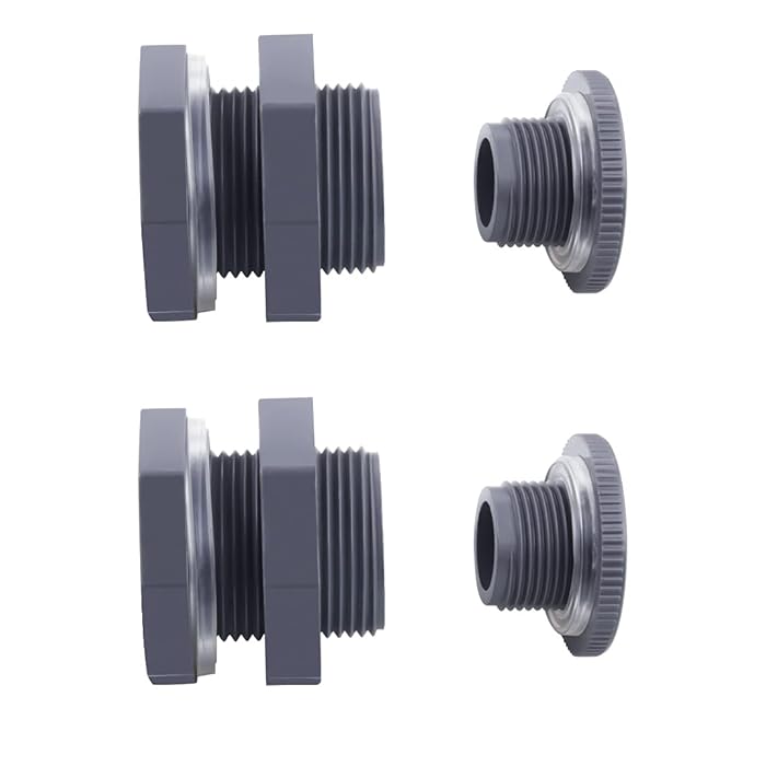 Buy 2 Pack 3/4 Inch Female PVC Bulkhead Fitting with Plug and Thick