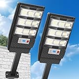 Solar Lights Outdoor Waterproof 2 Pack, Flood Lights Motion Sensor Solar Powered, Dusk to Dawn Outdoor Lighting Remote Control, Street Security Wall Lamp Exterior for Yard Patio Garden Outside