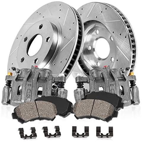 Callahan BRAKE PARTS Front Brake Calipers Set and Brake Rotors and Ceramic Pads Brake Kit Drilled and Slotted [For Cadillac Escalade Chevy Silverado 1500 Suburban Tahoe GMC Sierra 1500 Yukon] Cover