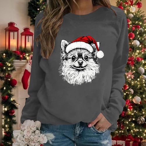 Christmas Sweatshirts for Women Cute Dog Graphic Crewneck Xmas Pullover | Christmas Sweatshirt,Cute Dog Graphic Crewneck Pullover,Casual Xmas Holiday Long Sleeve Tops — view 4