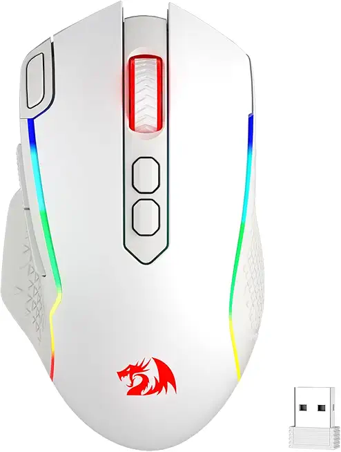 Redragon M810 Pro Kabellose Gaming-Maus, 10000 DPI Kabelgebundene/Kabellose Maus mit Schnellfeuertaste, 8 Makrotasten, 45 Stunden Dauerleistung und RGB-Hintergrundbeleuchtung für PC/Mac/Laptop