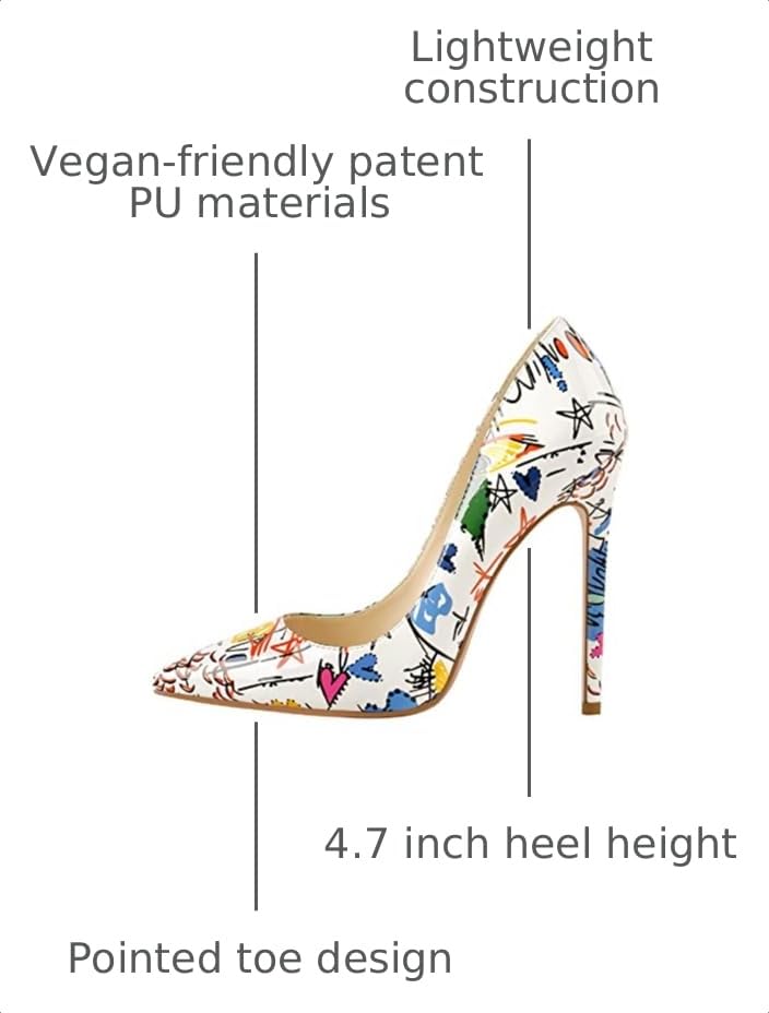 Image of Richealnana Women's Sexy Party High Heels Pointed Toe Slip On Stiletto Pumps Graffiti Size13