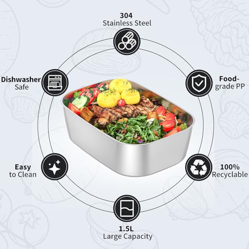 Image of Vingud 1.5L Replacement Stainless Steel Container Electric Lunch Box (Model: DFH-001), Food Container, Eco Safe & Healthy, Dishwasher Safe