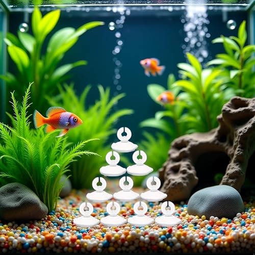 Image of 10Pcs Aquarium Suction Cup, Transparent Plastic Sucker with Clips Fish for Tank Pipe Hose Tube Holder Fish Tank Suction Cups Air Pump Accessories Aquarium Pumps and Filters (1.2in)