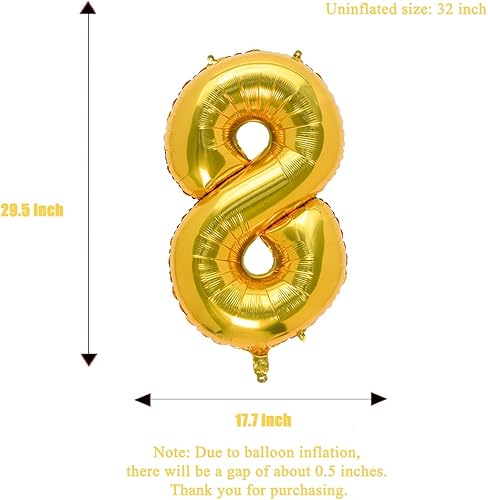 Miniatura 30 de Globos dorados de 32 pulgadas con el número 5 de aluminio, suministros de decoración de fiesta de cumpleaños (globo dorado del número 5) Oro 5,Oro