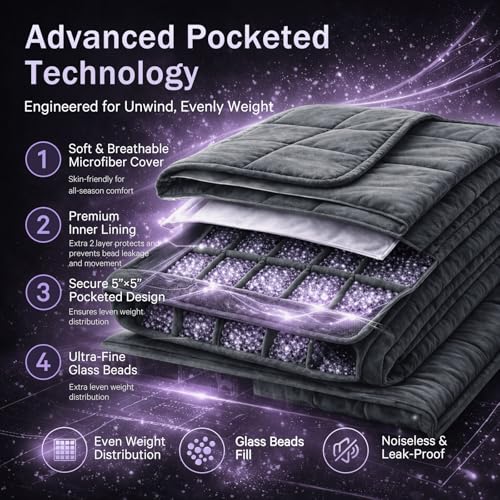 Image of Weighted Blanket for Adults 20lbs, 60 inchx80 inch, Queen Size Cooling Heavy Throw Blanket for 180-220lbs, Microfiber Soft Thick Big Blankets Weighted Comforter Breathable Gift for Sleeping, Grey