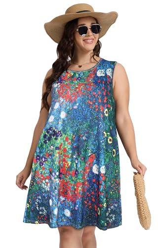 Image of elescat Plus Size Summer Dresses for Women Sleeveless Pockets Beach Tshirt Tank Sundress 2026