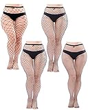 URATOT 4 Pairs Oversize Black Cross Fishnet Mesh Tights Sexy Fishnets Pantyhose Thigh High Stockings