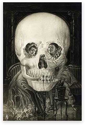 Salvador Dali Wall Art Skull - Pierrot's Love Poster - Fine Art Prints - Surrealism Canvas Wall Art Cool Poster for Living Room Bedroom Decor Unframed (12x18in/30x45cm)